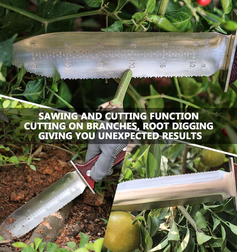 AKADO Gardening Hori Hori Garden Knife - Gardening Knife,Soil Kniver, Serrated Side Weeding,Digging,Garden Knives With Sheath,Full Tang Hori Hori - Image 5